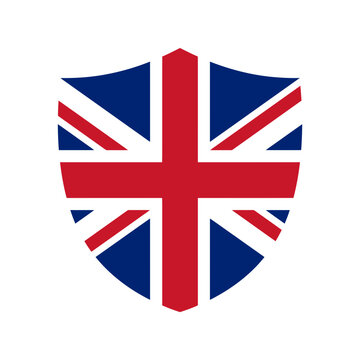 United kingdom flag in the shape of a shield icon representing british national identity Vector