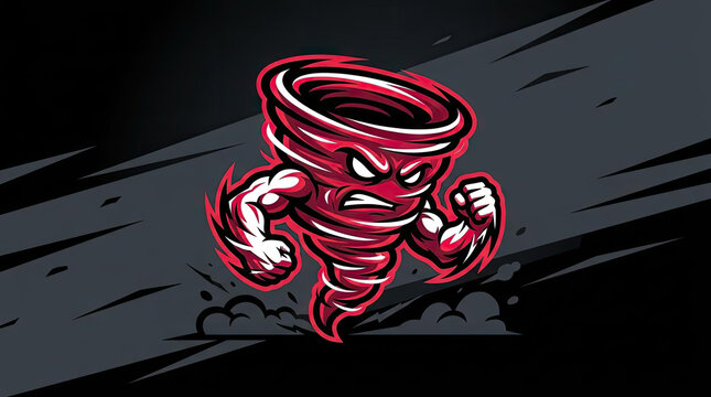 Red tornado mascot character for sports or gaming.