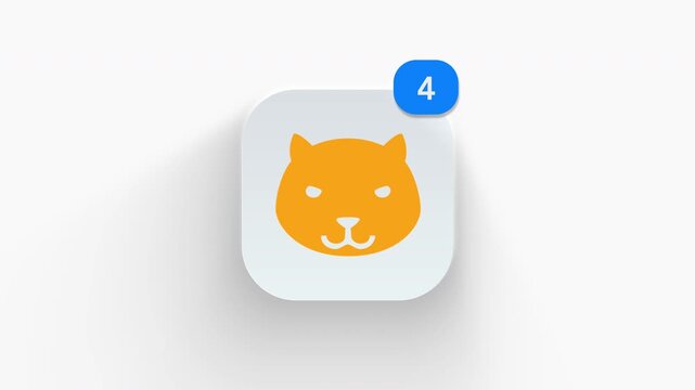 Cute 3D animated avatar icon of a cat head for feline pet profile icon and user interface. 