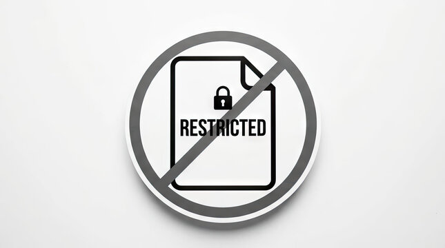 Restricted document icon with lock and stop sign.