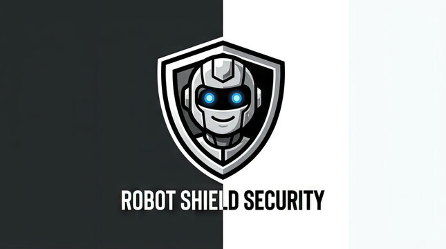 Robot shield security mascot logo design.