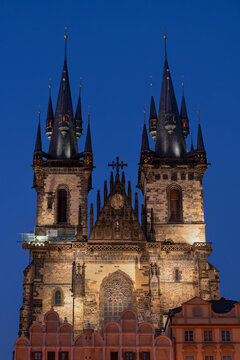 Church of Our Lady Before Tyn at Night in Prague