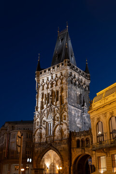 Powder Tower At Night In Prague