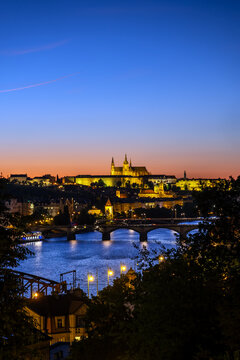 City of Prague at Twilight in Czechia