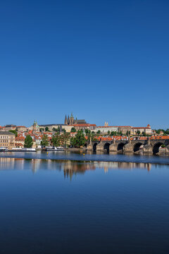 Prague Skyline At Vltava River In Czechia