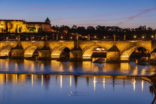 Charles Bridge At Dusk In Prague