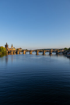 Charles Bridge On Vltava River In Prague