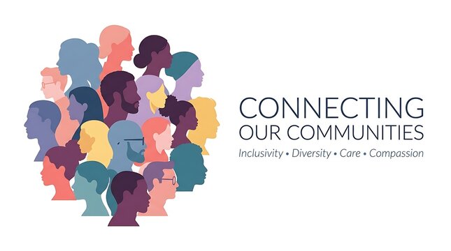 Colorful illustration of diverse people profiles forming a group concept for connecting communities and social networking