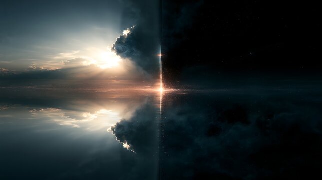 Abstract cosmic background of sky reflection with light and shadow