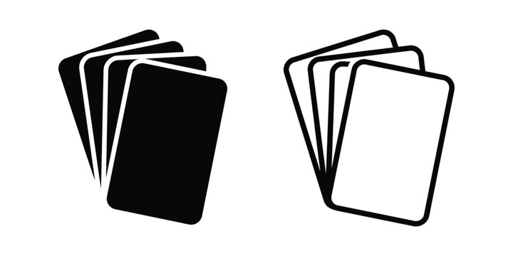Playing cards deck icon vector set with blank flat cards symbol and gaming layout gambling entertainment illustration