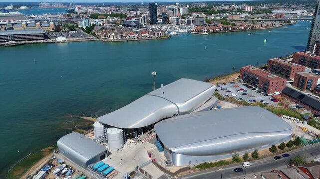 Aerial View of Enclosed Membrane Bioreactor MBR Wastewater Treatment Plant on South Coast UK