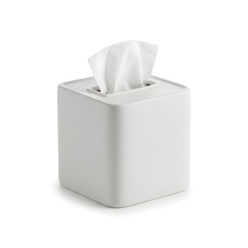 White square tissue box holder with paper napkin isolated on white background