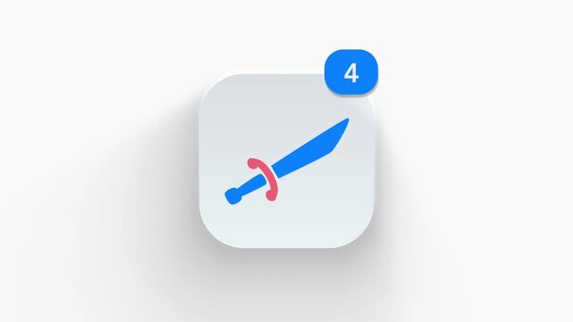 3D animated pirate saber sword weapon icon representing warrior combat, duel, and blade defense. 