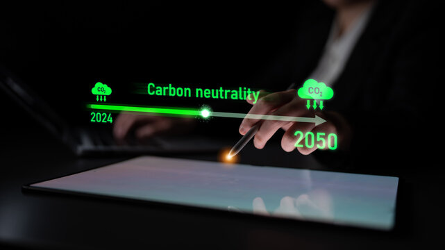 Carbon neutrality timeline illustrates carbon, neutrality, and reduction targets from 2024 to 2050 to support global sustainability and green initiatives Latch