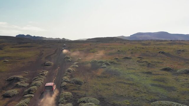 Drone view of Landmannalaugar mountains and natural