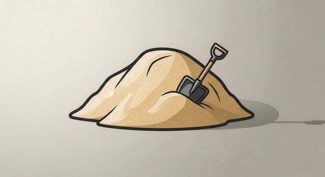 Shovel Stuck In A Sand Dune Illustration