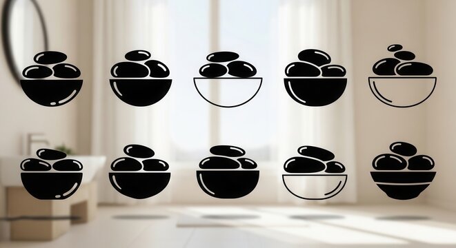 Spa Stone Icons Collection For Wellness And Massage Designs
