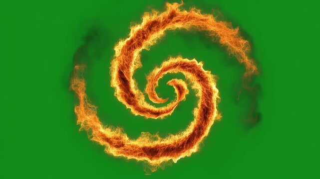 Fiery Swirls on Green Screen Background During Dynamic Motion for Creative Compositing