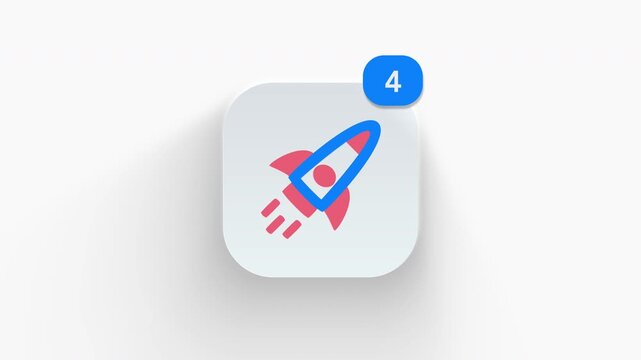 3D animated space shuttle rocket icon for galaxy exploration, space mission, and launch science app. 