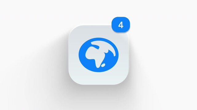 3D animated planet Earth globe icon centered on the African continent for geography, world map, and global app. 