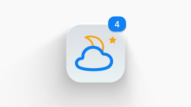 3D animated night weather cloud with moon icon representing evening forecast, night time, and sky sleep. 