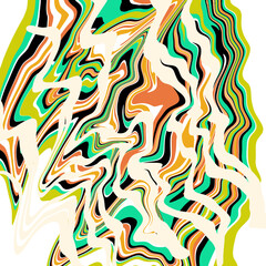 Colorful Turquoise Orange and Yellow Wavy Marble Abstract on White © Evo