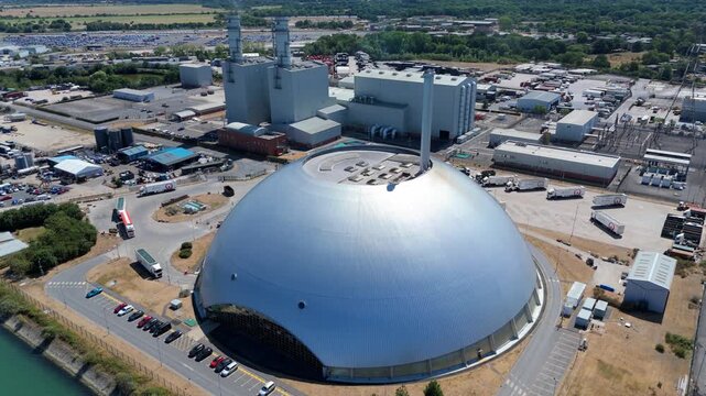 Aerial View of Co-Located Energy Recovery Facility and Power Station at Port of Southampton UK