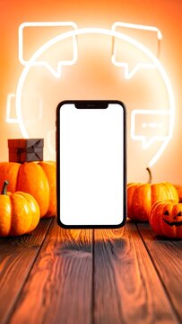 Halloween Social Media Ecommerce Promotion with Smartphone