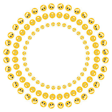 Circle Frame Made of Yellow Emoji Faces