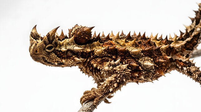 thorny devil lizard on white background