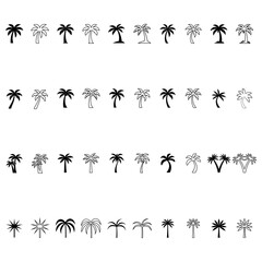 Fototapeta premium Tropical Palm Tree Vector Icon Collection