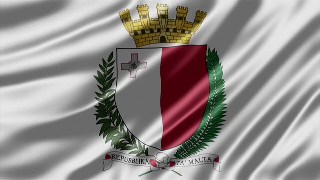Malta coat of arms depicted on a waving silk fabric texture creating smooth elegant motion for high quality broadcast video