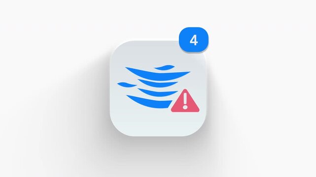 3D animated strong wind gust blowing wave icon for windy weather forecast, storm warning, and air flow. 