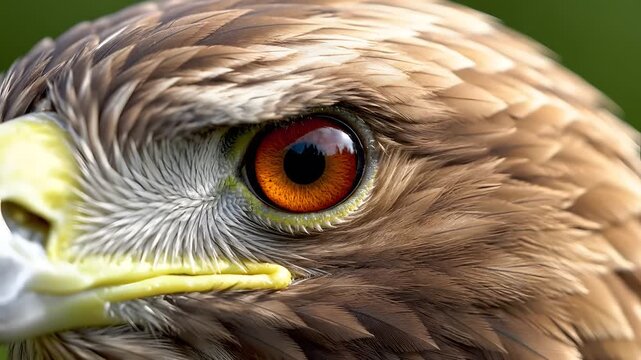 Super Macro Detail Shot of Golden Eagle Amber Eye and Feathers