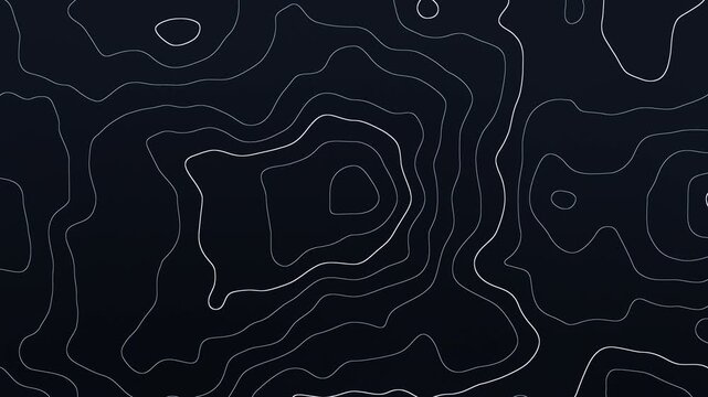 Topographic Contour Lines Flowing on Dark Background, Seamless Loop 4K
