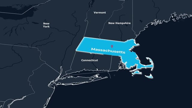 Massachusetts Map Animation Locator Zoom 4K Motion Graphic