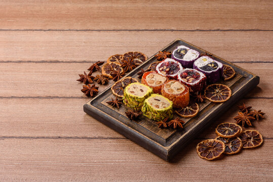 Turkish delight or lokum is a traditional Eastern sweet made with nuts. Turkish delight, lokum