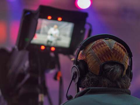 Behind the Scenes, TV Broadcast Crew Capturing Perfect Shot