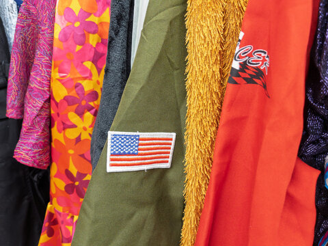 Vintage Clothing Collection with American Flag Patch