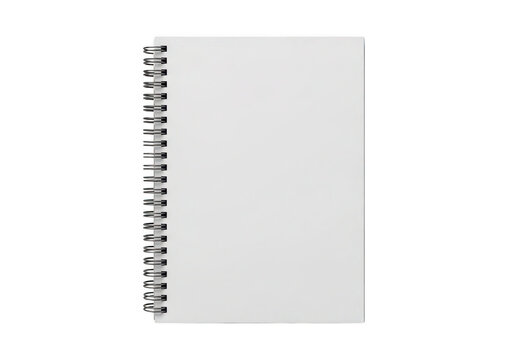 A blank spiral bound notebook on a white background isolated on transparent background