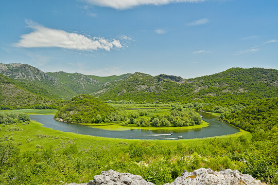 Crnojevica River meander in Lake Skadar National Park,