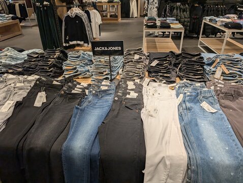 Jack and Jones denim jeans display inside Olymp and Hades store in Berlin Neuk&ouml;lln