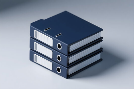 3d stacked folders with tabs isometric view seen from a corner so two