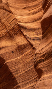 Extreme close-up landscape detail of Antelope Canyon sandstone wall
