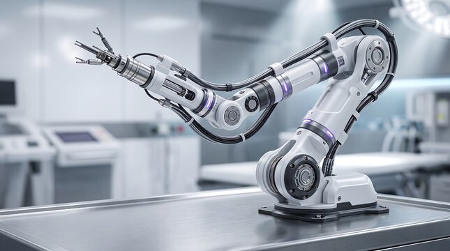 Industrial robotic arm with flexible joints and precision grippers in a modern manufacturing