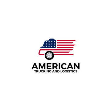 American trucking and logistics vector logo design
