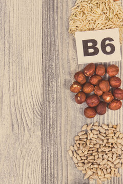 Various ingredients as source natural vitamin B6, minerals and fiber. Place for text