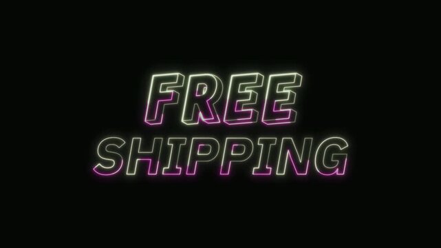  Free Shipping Text Neon Seamless Loop 4K Glowing Typography Animation for VFX and Video Editing
