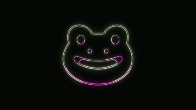  Frog Icon Neon Seamless Loop 4K with Black Background Animated Promotional Typography for Video Editing
