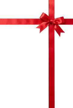 Red ribbon with bow isolated on transparent background